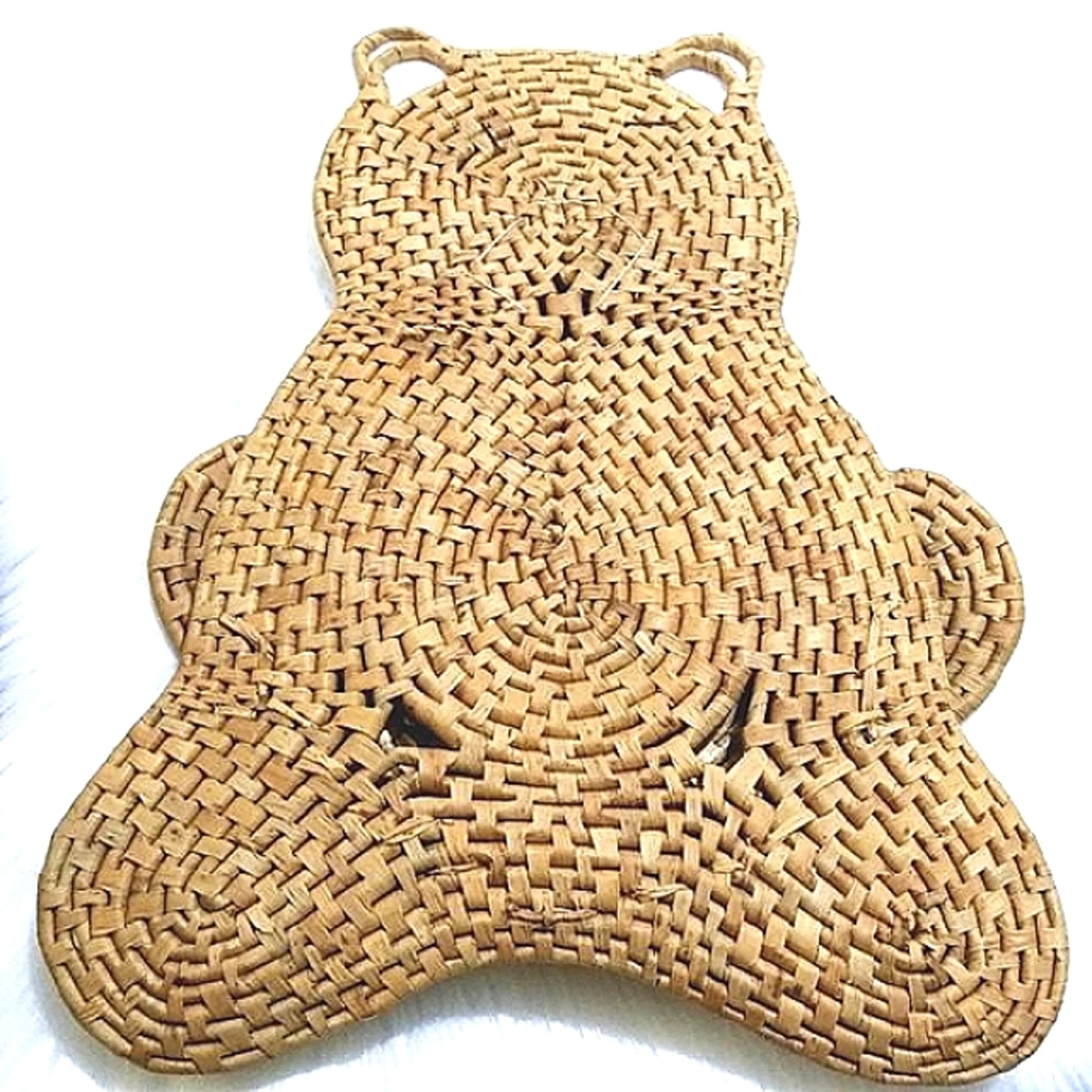 WOVEN STRAW TEDDY TRIVET HOLDER (SET OF 2 TRIVETS) HOME DECOR HOUSEWARES DINING - Picture 4 of 7